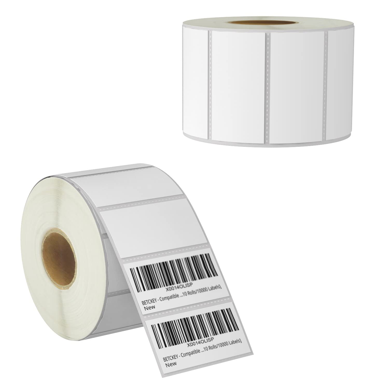 BETCKEY - 51mm x 25mm (2 in x 1 in) Barcode & Address Thermal Labels - 1300 Perforated per Roll - Compatible with Zebra & More Printers [2 Roll/2600 Labels]