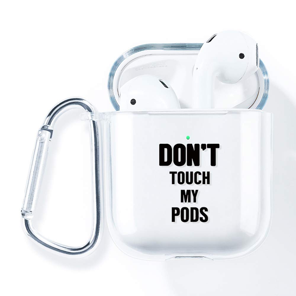 AKABEILA AirPods Case Cover, Compatible for Apple AirPods 2 & 1 2nd 1st Generation Cases Silicone Clear With Design Front LED Visible Wireless Charging Case Women Transparent Cute with Carabiner