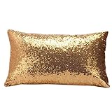 Iuhan Fashion Sequins Sofa Bed Home Decoration Festival Pillow Case Cushion Cover (Yellow)