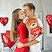 Toyvian Stuffed Animal Bear Plush Toy I Love You Gift Red Heart Soft Animal Doll for Kids Girlfriend Valentine's Day, 10 Inches, Brown