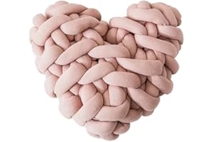 TESICA Knotted Heart Pillow Knotted Soft Cute Cushion Knotted Heart-Shaped Pillow Knotted Heart-Shaped Pillow Cushion Heart-Shaped Decorative Pillow Shooting Props (Blush)