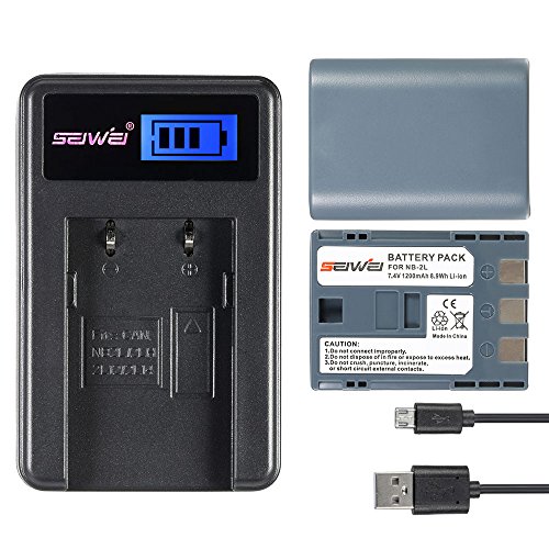 Andoer-V 1200mAh 2-Batteria ricaricabile agli ioni di litio con caricatore USB, Kit LCD per Canon EOS 350D, 400D…