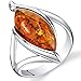 Baltic Amber Elliptical Ring Sterling Silver Cognac Color Marquise Shape Size 8