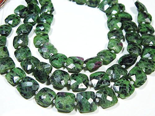 Ziosite Faceted Cusion Briolettes- 9"Strand-Stone measures -9-10mm