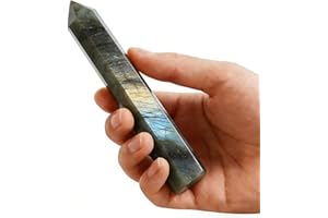 Natural Stone and Crystals Point Wand Reiki Healing Stone Rose Quartz Amethyst Home Decor Mineral Stones Crafts (5.9inch Wand