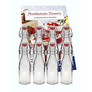 hocz Set van 10 strijkflessen, beugelflessen, glazen flessen, 200 ml, met beugelsluiting om zelf te vullen, strijkfles…
