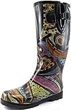 Women's Puddles Rain and Snow Boot Multi Color Mid Calf Knee High Rainboots,Monet 8 B(M) US
