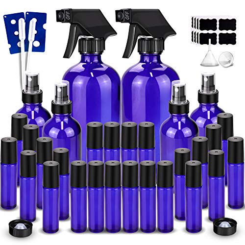 Glass Spray Bottle, Wedama 8 Glass Spray Bottle Set(16/4oz), 24 10 ml Essential Oil Roller Bottles Kits with& Accessories for Aromatherapy Facial Hydration Watering Flowers Hair Care - Thumbnail 7