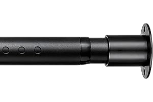 FACTIONGARDEN Closet Rod, 18-82 Inches Adjustable Closet Hanging Rod Heavy Duty Clothing Rods for Hanging Clothes Metal Black Closet Bar Rod