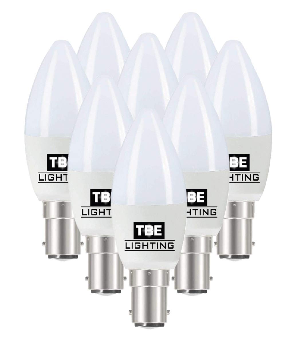 TBE Lighting Dimmable LED Candle Bulbs - Pack of 8 - B15 / SBC/Small Bayonet Cap - 5w - Warm White 2700K - 450 Lumens