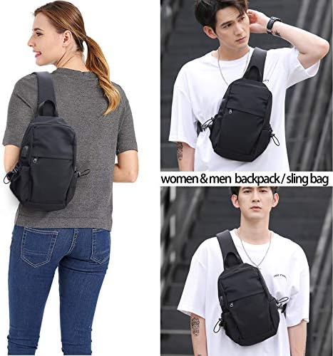 Small Black Sling Crossbody Backpack Shoulder Bag for Men Women, Lightweight One Strap Backpack Sling Bag Backpack for Hiking Walking Biking Travel Cycling USB Charger Port-Nylon 6 Small Black Sling Crossbody Backpack Shoulder Bag for Men Women, Lightweight One Strap Backpack Sling Bag Backpack for Hiking Walking Biking Travel Cycling USB Charger Port-Nylon