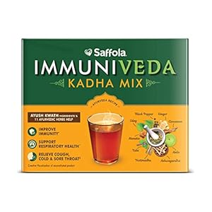 Saffola Immuniveda Kadha Mix Ayurvedic Herbal Drink – 80g (20 Sachets x 4g)