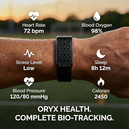 Fitness Tracker Band | 30-Day Battery, 24/7 Heart Rate, Sleep Tracking | Recovery Monitor, Screen-Free Wearable, IP68 Waterproof, Android iOS, Alternative Whoop | Amazfit Helio Strap (Blue)
