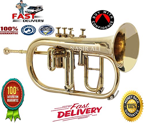 FLUGEL HORN 4 VALVE Bb PITCH BRASS WITH FREE HARD CASE + MP + TUNED