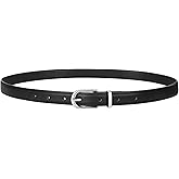 JASGOOD Womens Skinny Leather Belt Ladies Thin Faux Leather Belt with Gold/Silver Buckle for Jeans Dress Pants