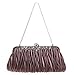 PULAMA Clutch Purse for Women, Pleated Satin Bridal Clutch Crossbody Evening Bag for Wedding & Prom Party, Brown