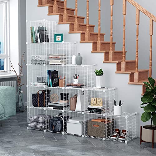 C&AHOME Wire Cube Storage, 16 Cubes Organizer Metal Grids Storage