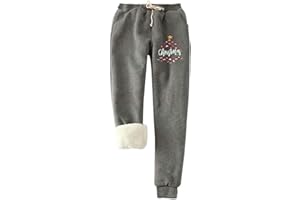 Bilqis Women's Warm Sherpa Lined Sweatpants Winter Plus Size Fleece Joggers Drawstring Athletic Active Pants with Pockets