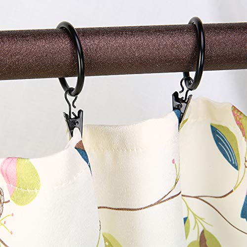 TripleLife Curtain Rings with Clips Strong Metal Decorative Drapery Window Curtain Ring Clips Rustproof Vintage 1 inch Interior Diameter Black Set of 20 (Black) - Thumbnail 4