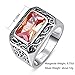 BONLAVIE Men's 8X12mm 6.75ct Created Morganite 925 Sterling Silver Engagement Ring Wedding Band