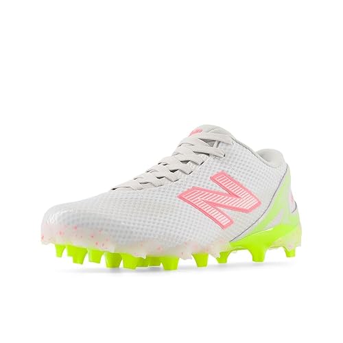 New Balance Women's FreezeLX V5 Low Lacrosse Shoe, White/Hi-Lite/Ultra Pink, 12