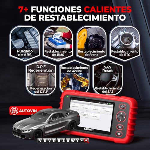 LAUNCH CRP123X V3.0 - Dispositivo de diagnóstico profesional OBD2 para todos los coches y marcas - Diagnóstico de 4 sistemas con reinicio: servicio de aceite EPB DPF, prueba de batería SAS/BMS