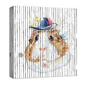 Canvas Wall Art Cute Abstract Animals Painting Artwork for Home Prints Framed - 12x12 inches