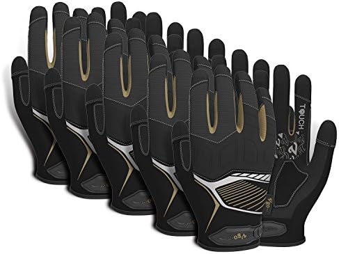 Vgo Glove High Dexterity Medium Duty Mechanic Glove(5-Pairs)(Anti-vibration,anti-abrasion,touchscreen,neoprene padding knuckle)