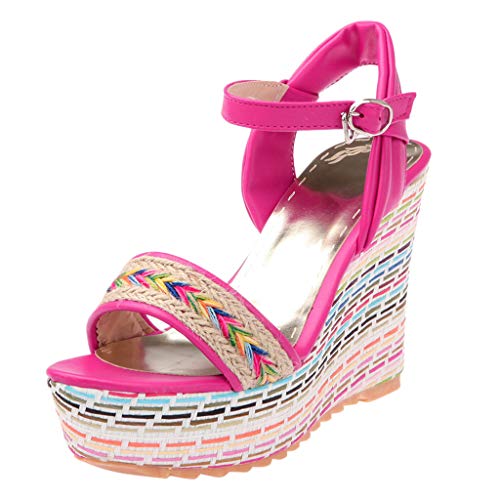 Womens-Casual-Roman-Sandals-Weave-Sole-Flatform-Wedge-Buckle-Ankle-Strap-Open-Toe-Sandals