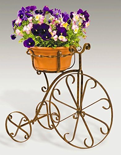 Bicycle Plant Stand Garden Metal W/ Elegant Style Tricycle For Indoor &amp; Outdoor Decoration