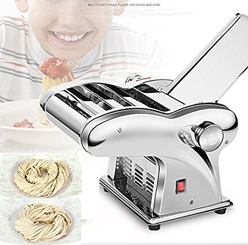 Pasta Maker, 110V Electric Noodle Press Machine Spaghetti Pasta Maker Commercial Stainless Steel Dough Cutter Dumplings Roller Noodles Hanger,6 Speed Adjustable Thickness Setting (4 Noodle Knife) - Thumbnail 3