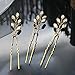 Missgrace Women Rhinestone Hair Piece Gold Leaf Hairpieces Wedding Vintage Hair Pins Bridal Rhinestone Hair Clips Wedding Headpiece for Party and Evening (Pack of 3) (Gold)