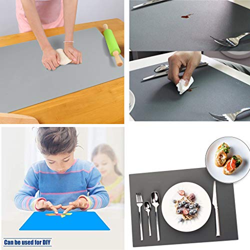 Silicone Sheet Placemats Mat for Crafts Jewelry Casting Molds Pastry,Extra Large Baking Mats ma Nonstick Heat-Resistant, Waterproof,Multipurpose Dough Rolling,Blue & Black - Thumbnail 7