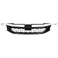 Front Upper Grill Honeycomb Mesh Bumper Grille Replacement For Honda Accord Sedan 2016-2017 4-Door Black & Chrome