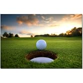 Large Artwork Golf Ball Men Cave Wall Art Golf Course Sport Themed Sunset | Office Living Room Man Bedroom Gym Decor Workout Framed Golfing Course Landscape Picture Club Bar Decor
