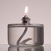 Firefly Fuels - Refillable Glass Oil Candle - 3 oz for Indoor/Outdoor Use | Clear Finish, Unscented, Cylindrical Shape, 18 Hr Burn Time, Wick And Holder Included, Liquid Paraffin Compatible
