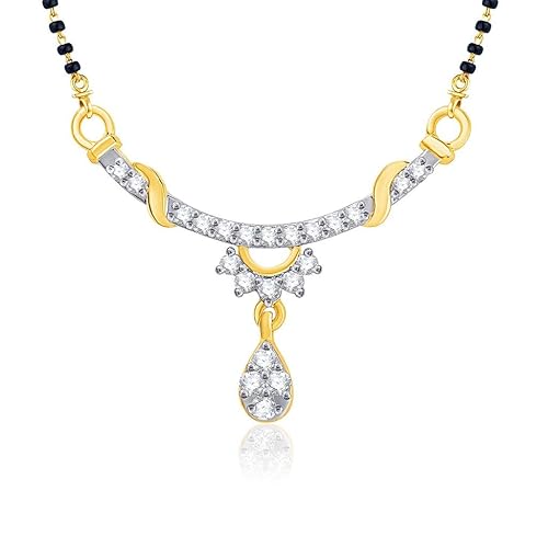 VK Jewels Charming Gold and Rhodium Plated Alloy Mangalsutra for Women made with Cubic Zirconia - MP1140G [VKMP1140G]