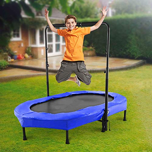 Hurbo 40-Inch Fitness Exercise Trampoline Foldable Rebounder Trampoline Indoor Mini Trampoline for Adults or Kids Max. Load 135KG Stretch Jump Mat (Blue) - Thumbnail 4