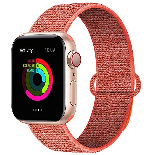 QIENGO Compatible for Apple Watch Band 38mm 40mm, New Nylon Sport Loop, Adjustable Closure Wrist Strap, Replacement Band Compatible for iWatch Series 4 3 2 1(38mm 40mm, Nectarine)