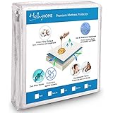 HollyHOME Bed Waterproof Cover King Waterproof Mattress Protector Terry Bed Cover with Deep Pocket Fitted Mattress up 8"-21"