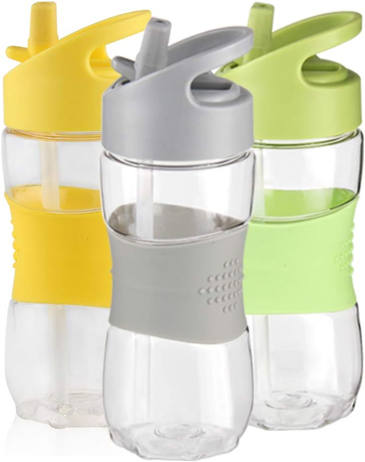 Sivaphe Water Bottle with Handle and Straw, Tritan Drinking Bottle, BPA Free, Cycling Bike Outdoor Hiking(Grey, 350ML)