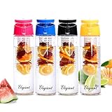 ELEGIANT 800ml Sport Water Bottle Fruit Infuser Juice Bottles with Carry Handle and Flip Top Lid for Outdoor Sports Office School Travel Yoga (BPA Free)