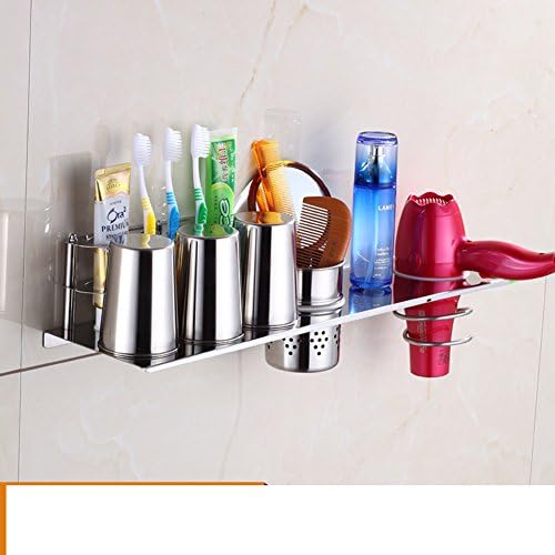 Hair Dryer Holder,Hair Dryer Shelf,Hair Blow Dryer Holder, Multifunctional Toothbrush Tumbler Holder Stainless Steel Bathroom Storage Racks Wall Mounted Rack Blower Shelf-I