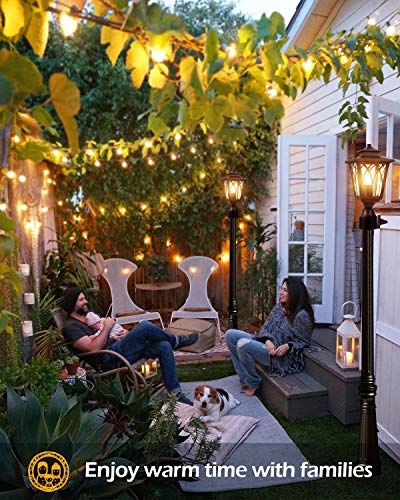 JAZAVA Outdoor Post Light Mounted Fixtures, Exterior Post Lantern LED Street Light with 3-Inch Pier Mount Base One-Light for Patio, Black Finish with Seeded Glass