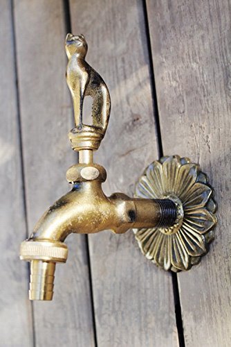 Weirun Fox Decorative Antique Brass Garden Outdoor Faucet With A