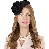 HIMESPORT 100% Wool Felt Fascinator Hats for Women Ladies Church Cocktail Tea Party Dress Pillbox Hat