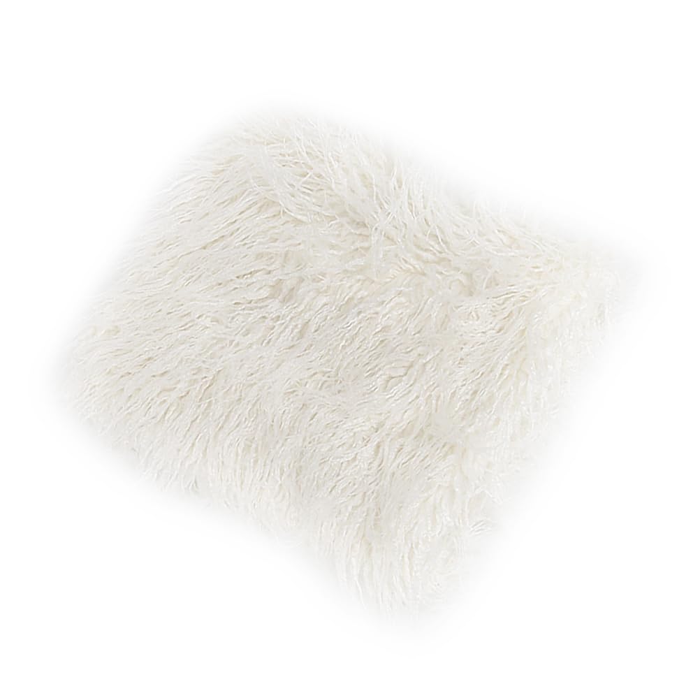 Toddmomy Baby Photo Blanket Faux Fur Mat Basket Baby Photo Wrap Sack Newborn Photography Props for Toddler Infant 70x60cm White