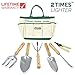 GardenHOME™ Garden Tool Set 7 Piece All-in-One- 5 Sturdy Stainless Steel Tools, Heavy Duty Folding Stool, Detachable Canvas Tool Bag