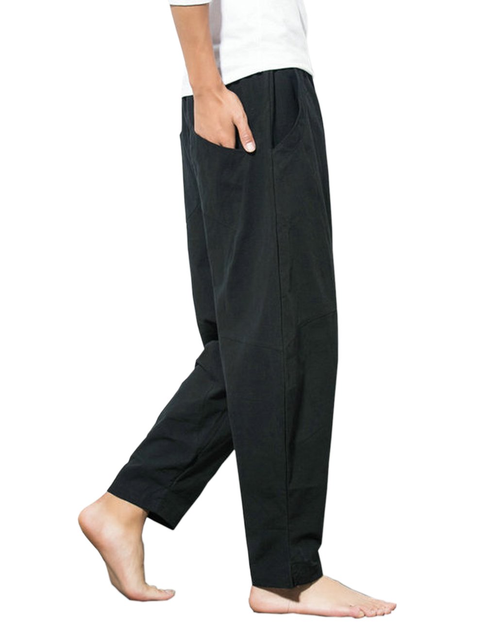 KAMUON Men’s Summer Casual Baggy Drawstring Cotton Beach Harem Pants