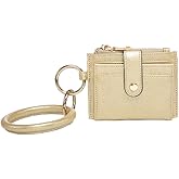 JEN & CO. Sammie Wallet with Bangle, Light Gold - Women's Vegan Leather Small Wristlet Wallets w/Keychain Ring, Card Holder